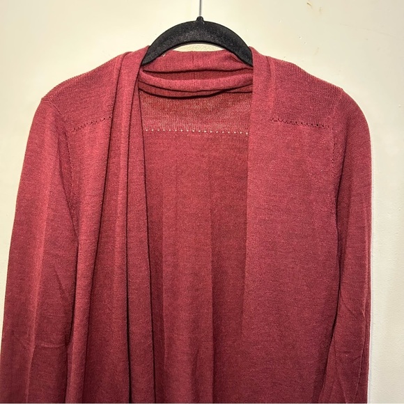 Talbots Pure Merino Wool Red Open Front Cardigan with Pockets Size Medium Petite - Picture 2 of 8